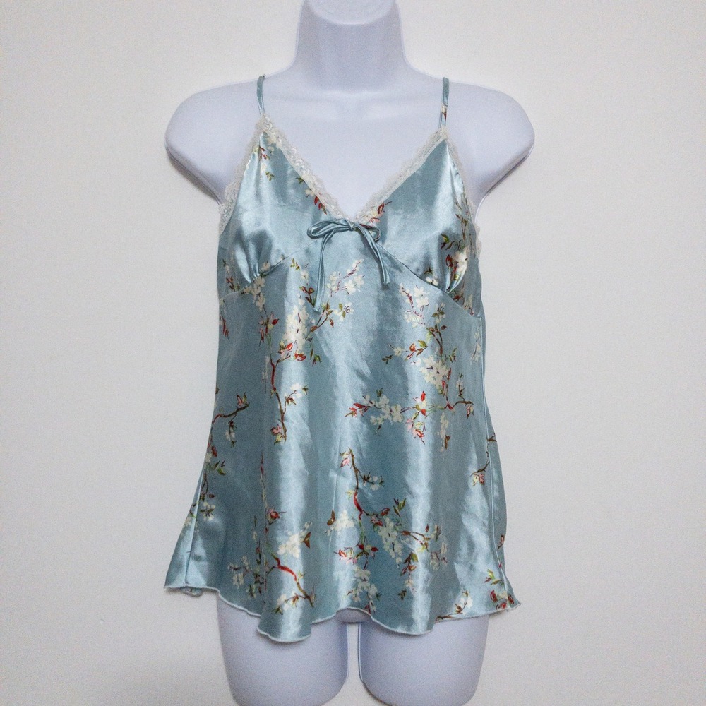 Lace Babydoll Top Womens Medium Y2K Floral Coquette Blue Bow Feminine